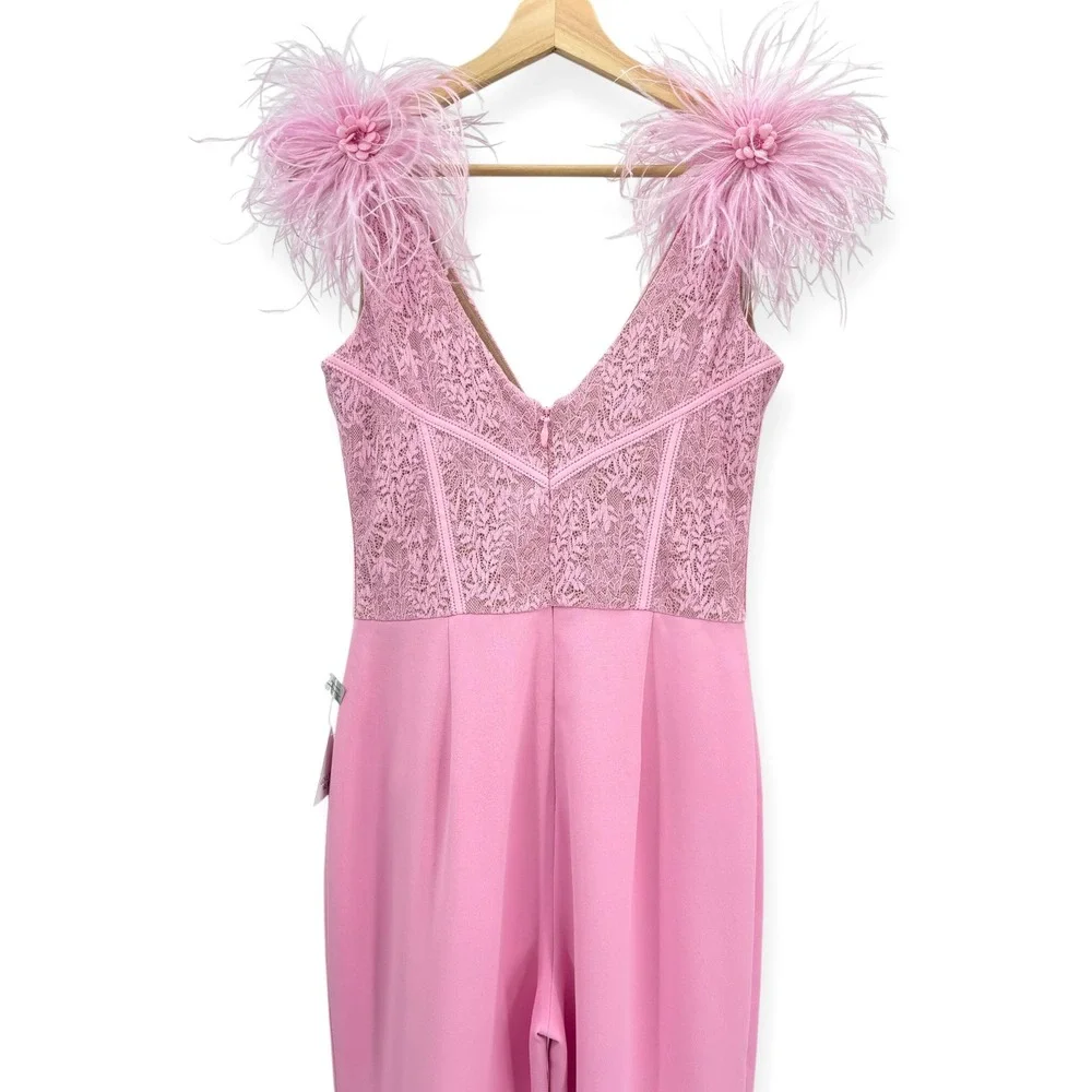 NWT Nadine Merabi Pink Annabelle Sleeveless Lace Jumpsuit - Size 6 - Picture 12 of 14